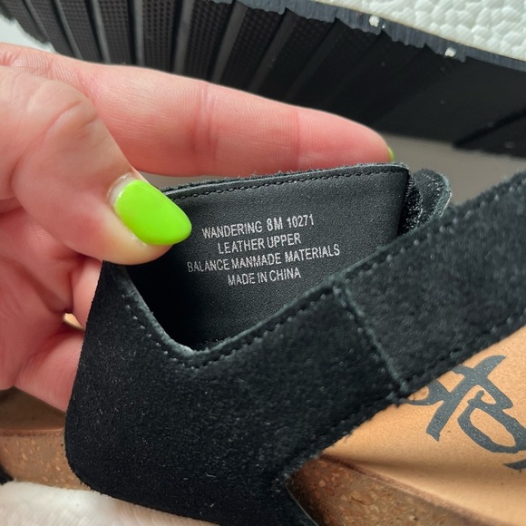 OTBT Women's Size 8 Black Suede Leather Wandering Platform Sandals Adjustable - Picture 11 of 13